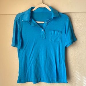 Vintage blue collared shirt sleeve button tee